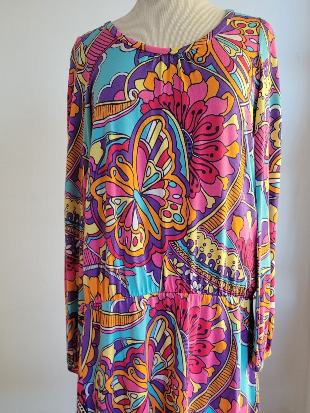 Lilly Pulitzer Whitaker Optical Confusion Butterfly Print Colorful Go Dress